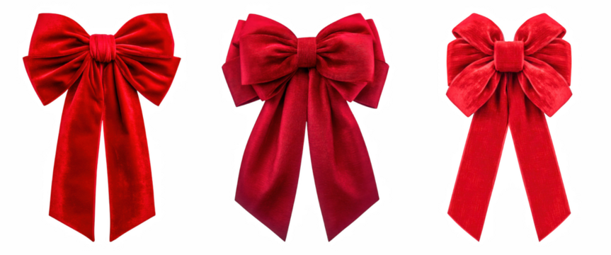 Ribbon bow gift isolated with colourful satin shine and graceful swirl for festive invitation design on satin, help, ornate