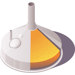 Isometric Brewery Vat Cutaway With Amber Liquid And Bubbles Transparent Background Industrial Manufacturing Production Process Concept