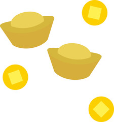 Fortune Scattered Gold Ingots and Coins