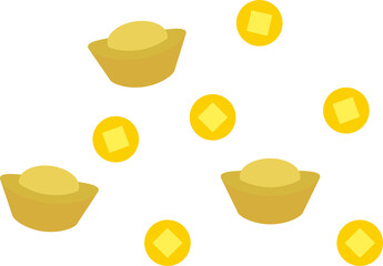 Fortune Scattered Gold Ingots and Coins