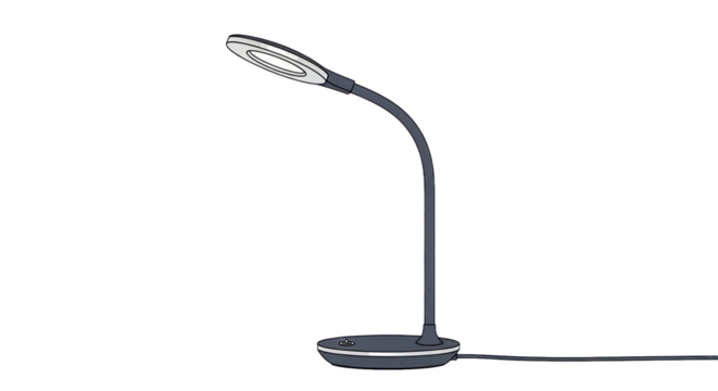 Modern led desk lamp with adjustable arm and transparent background