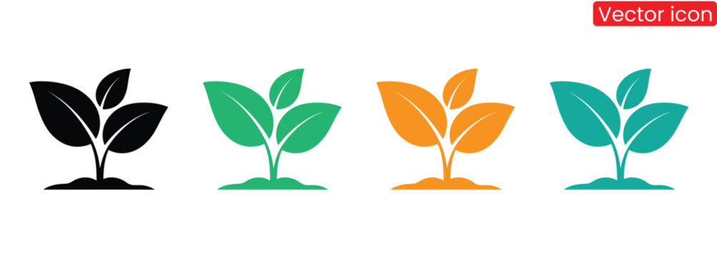 Seedling icon vector silhouette. Leaf nature icon vector,Inspiring plant seedlings sprouting in vibrant colors for nature designs,leaf icon nature symbol design element logo template vector eps 10
