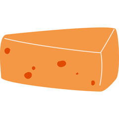 Orange Wedge Shaped Cheese With Red Spots Against Transparent Background Clean Minimalist Graphic Design Element