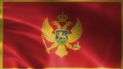 seamless montenegro flag animation, national day or politics or sport event - 3D rendering - slow motion
