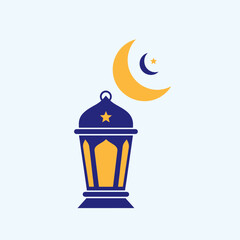 Ramadan Lantern with Crescent Moon Vector Illustration