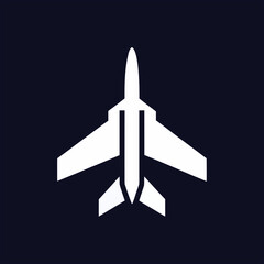 Modern fighter jet vector icon on black background, ideal for air force, aviation, and defence design projects.