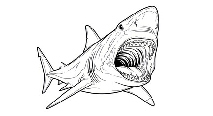 Shark illustration open mouth showing teeth vector graphic isolated