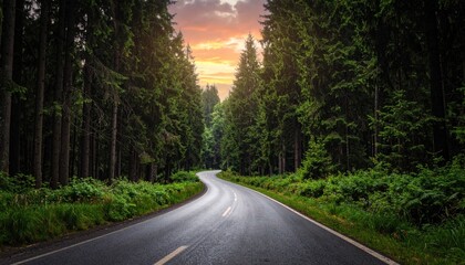 Forest Road at Sunset.