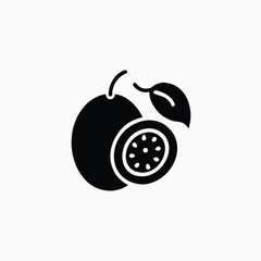 passion fruit icon silhoutte vector template.