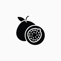 passion fruit icon silhoutte vector template.