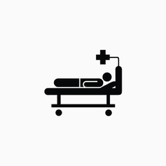 patient bed icon silhoutte vector template