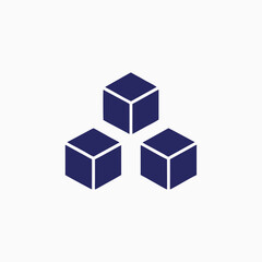 3d cube icon silhoutte vector template.