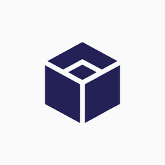 3d cube icon silhoutte vector template.