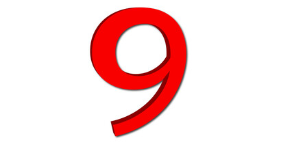 3d red number nine
