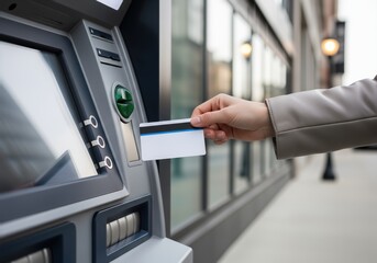 ATM Card Insertion at Financial Terminal