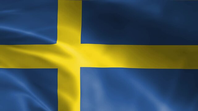 seamless sweden flag animation, national day or politics or sport event - 3D rendering - slow motion