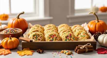 Cookies celebrate friendsgiving in a bright kitchen