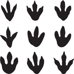 Fototapeta premium bundle of clean and varied dinosaur footprint silhouettes.