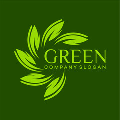 Green company logo with leaves representing nature and growth.
