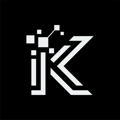 Fototapeta premium Modern digital letter K logo design icon concept.