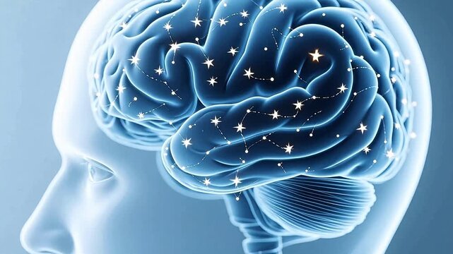 Human brain with star constellations