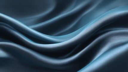 Fototapeta premium Luxurious deep ocean blue silk fabric texture material elegant drape background perfect for design and crafts projects.