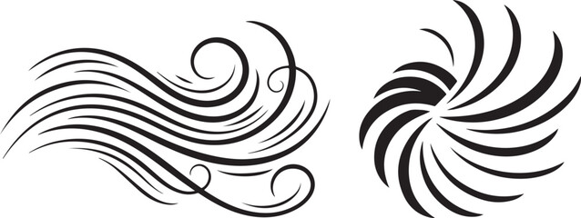 Elegant Black Abstract Swirls and Flowing Lines Vector Design