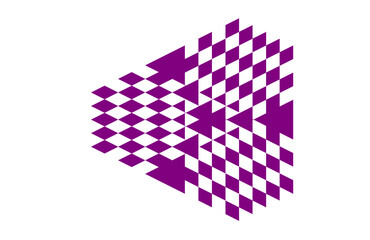 Abstract geometric triangle pattern in purple, featuring optical illusion shapes and arrows pointing right, modern vector for business, technology, design, branding,  creative concepts, and decor 