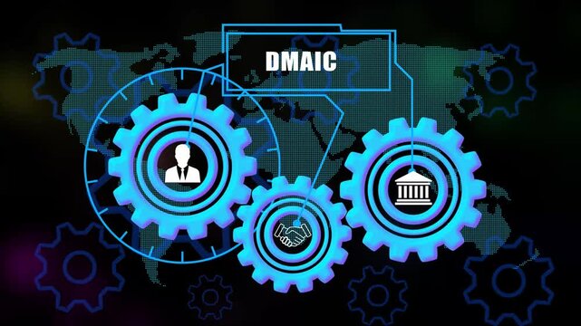  dais Concept Gears with Icons on world map Background