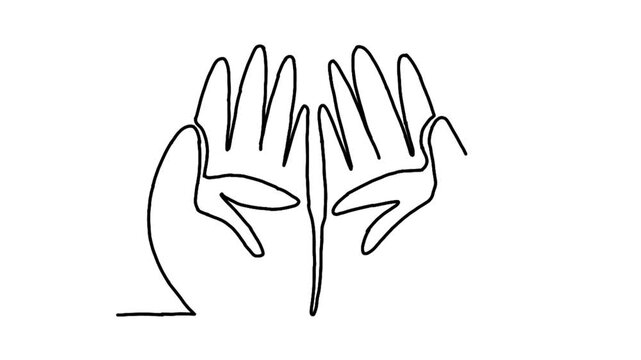 Continue line animation of muslim hand praying