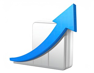 Rising arrow over a bar, 3D