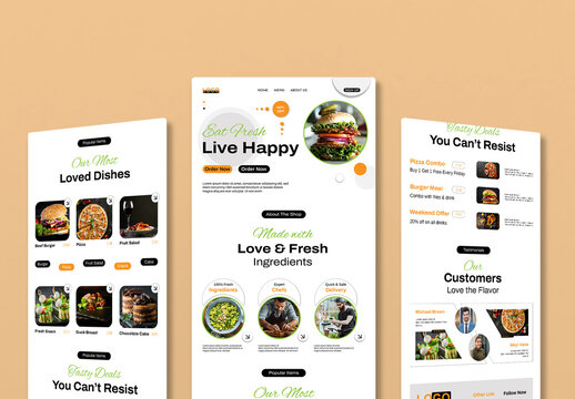 Modern Food Landing Page Template for Restaurant