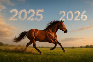 The red horse passes 2025 and heads towards 2026.