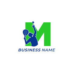 design logo creative letter M and padel sport