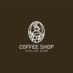 Coffee Shop logo minimalist and simple hipster with cup outline vintage style