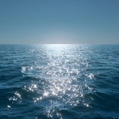 Stunning high resolution seascape of the open ocean under wide open sky showcasing wide water surface and horizon line for dramatic natural composition waves on the beach