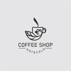 Coffee Shop logo line art illustration design template