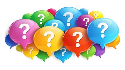 Colorful balloons with question marks depict uncertainty and inquiry