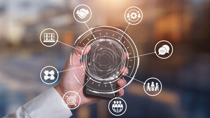 People networking and digital community with teamwork, partnership, collaboration and connection...