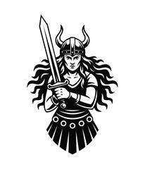 Female Viking Warrior Logo