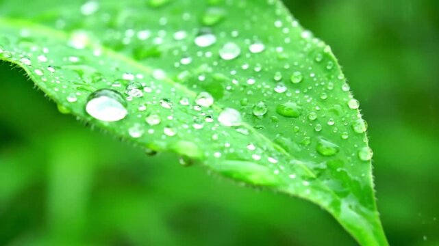 Explore the serene beauty of a natural environment after a rain shower, with lush foliage glistening under soft, diffused light, highlighting organic textures.