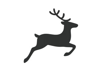 Fototapeta premium Reindeer silhouette jumping, an animal icon with antlers depicting christmas, winter holidays, and wildlife on transparent background
