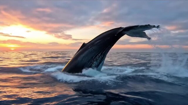 Abstract visualization of whale song or echolocation waves propagating through deep blue ocean depths, using flowing light or sound patterns. Graphic animation or visual effect, representing the?