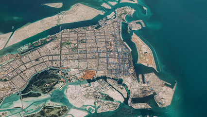 Abu Dhabi, UAE 3D Satellite Map of City and Island Districts