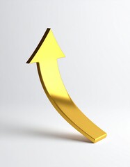 Golden arrow curves upward on a gradient white background