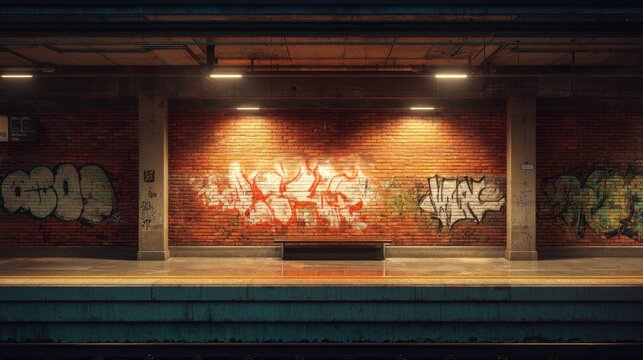 Underground train station graffiti