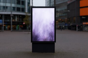 Fototapeta premium Illuminated display screen showcasing vibrant abstract purple hu