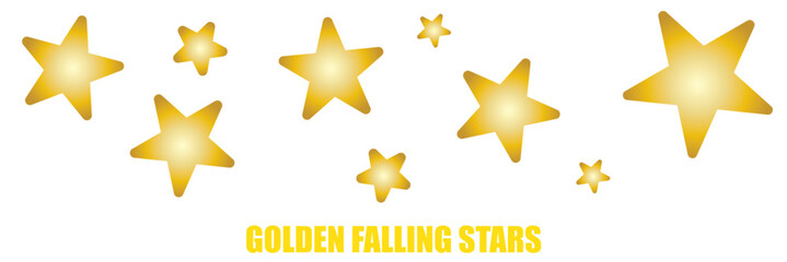 Golden falling stars confetti on white background, festive shiny gold star pattern for celebration, Christmas or New Year decoration