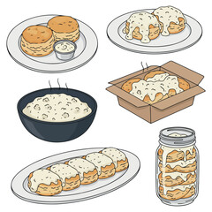 Biscuits & Gravy  Vector. Biscuits & Gravy Vector bundle. Biscuits & Gravy vector, illustration, lineart, clipart 