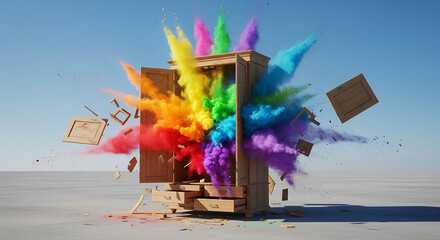 Pinwheel colorful explosion motion outdoor daylight sunny day